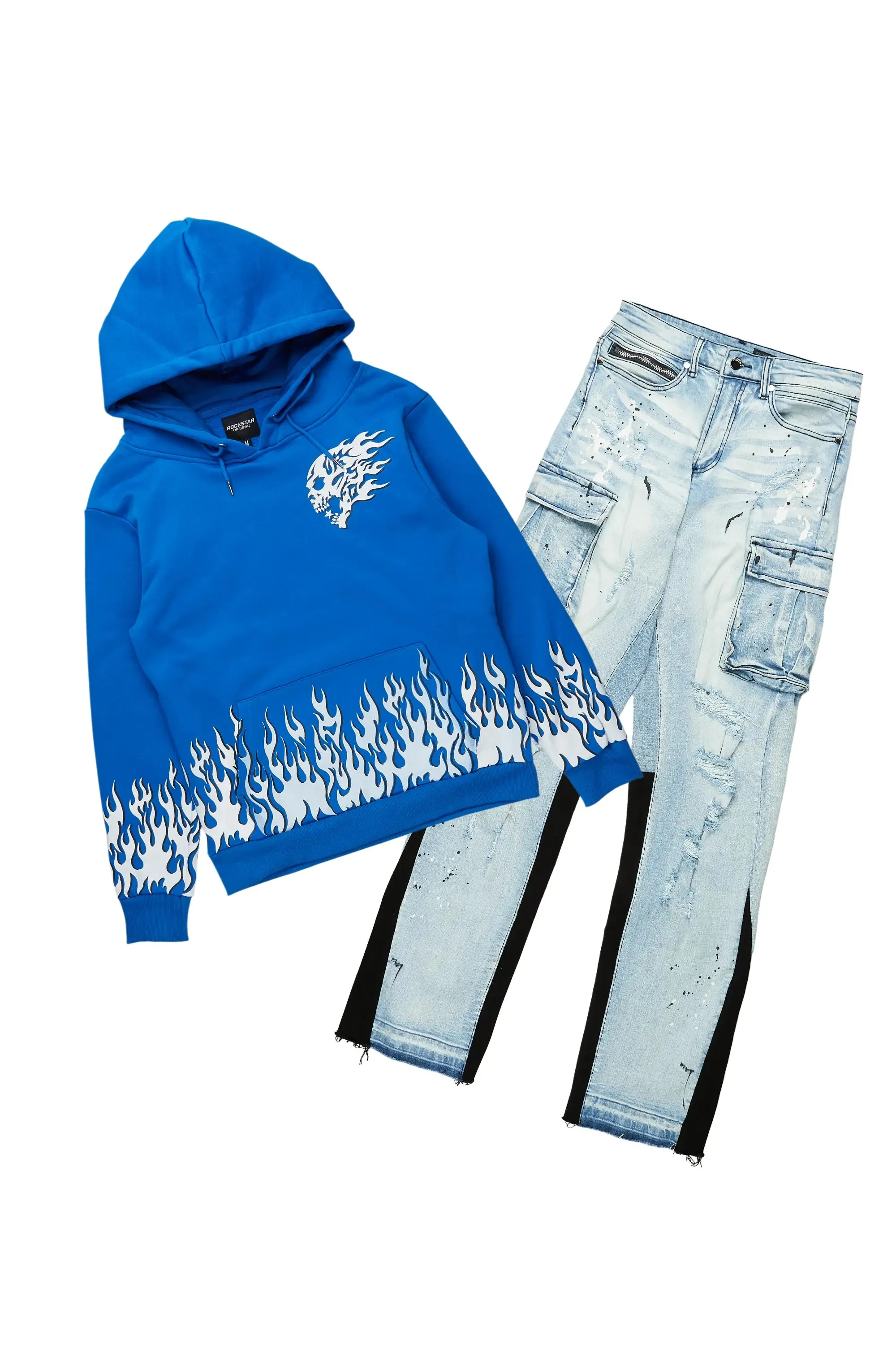 Bubble Royal Blue Hoodie/Baggy Fit Jean Bundle sold by Rockstar Original