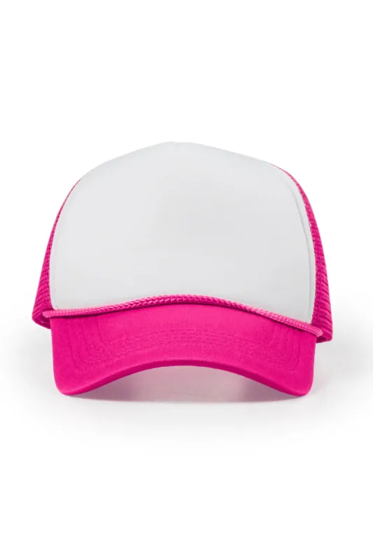 Mens White/Pink Basic Trucker Hat sold by Rockstar Original