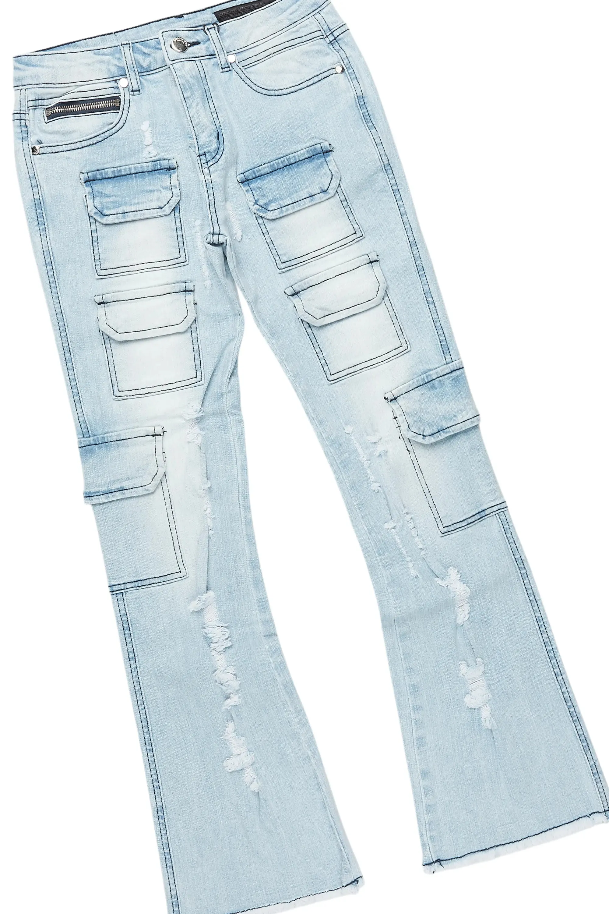 Boys All Seeing Eyes Blue/Light Grey Hoodie/Stacked Flare Jean Set sold by Rockstar Original product image thumbnail 3