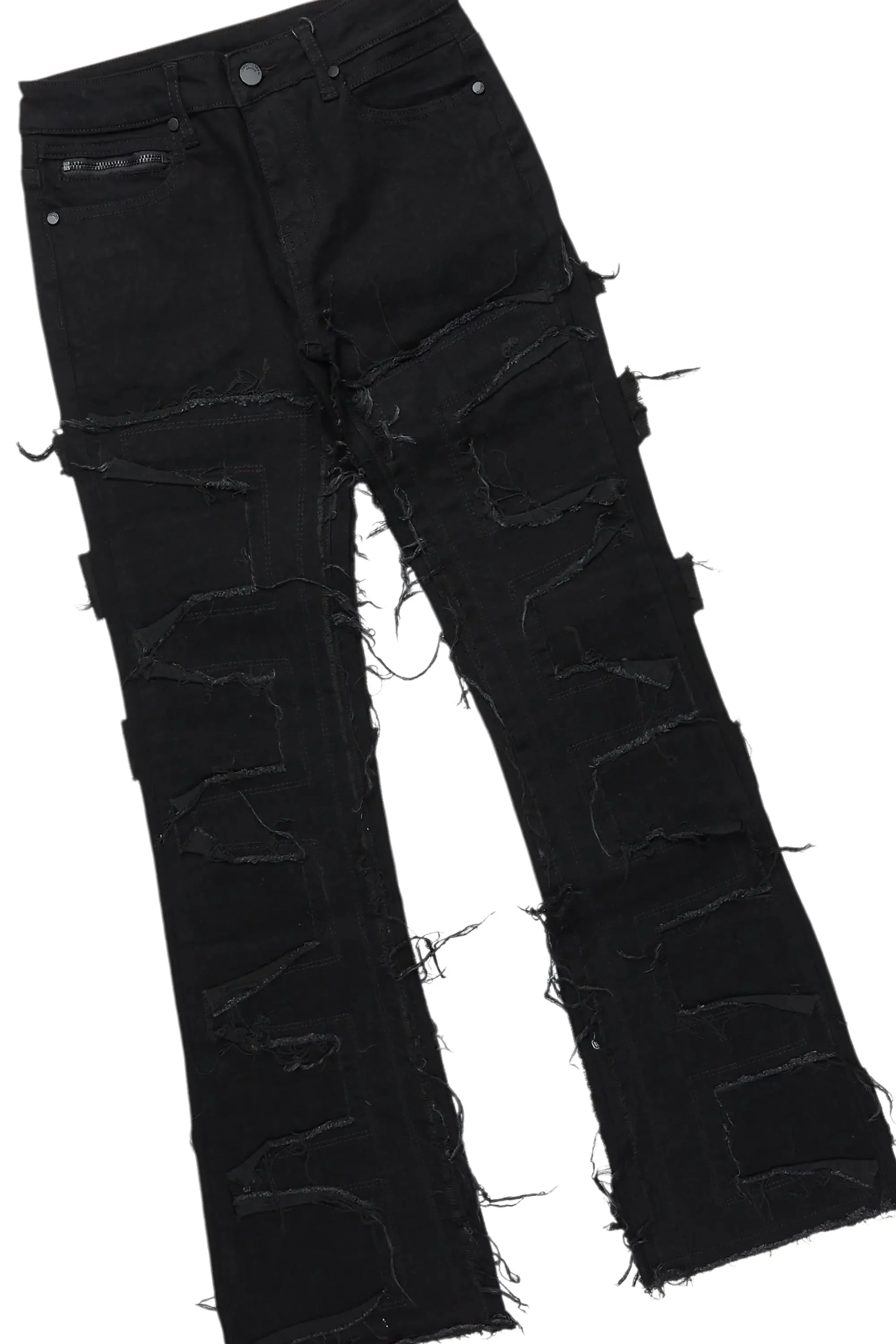 Boys Amos Black Distressed Hoodie/Stacked Flare Jean Set sold by Rockstar Original product image thumbnail 3