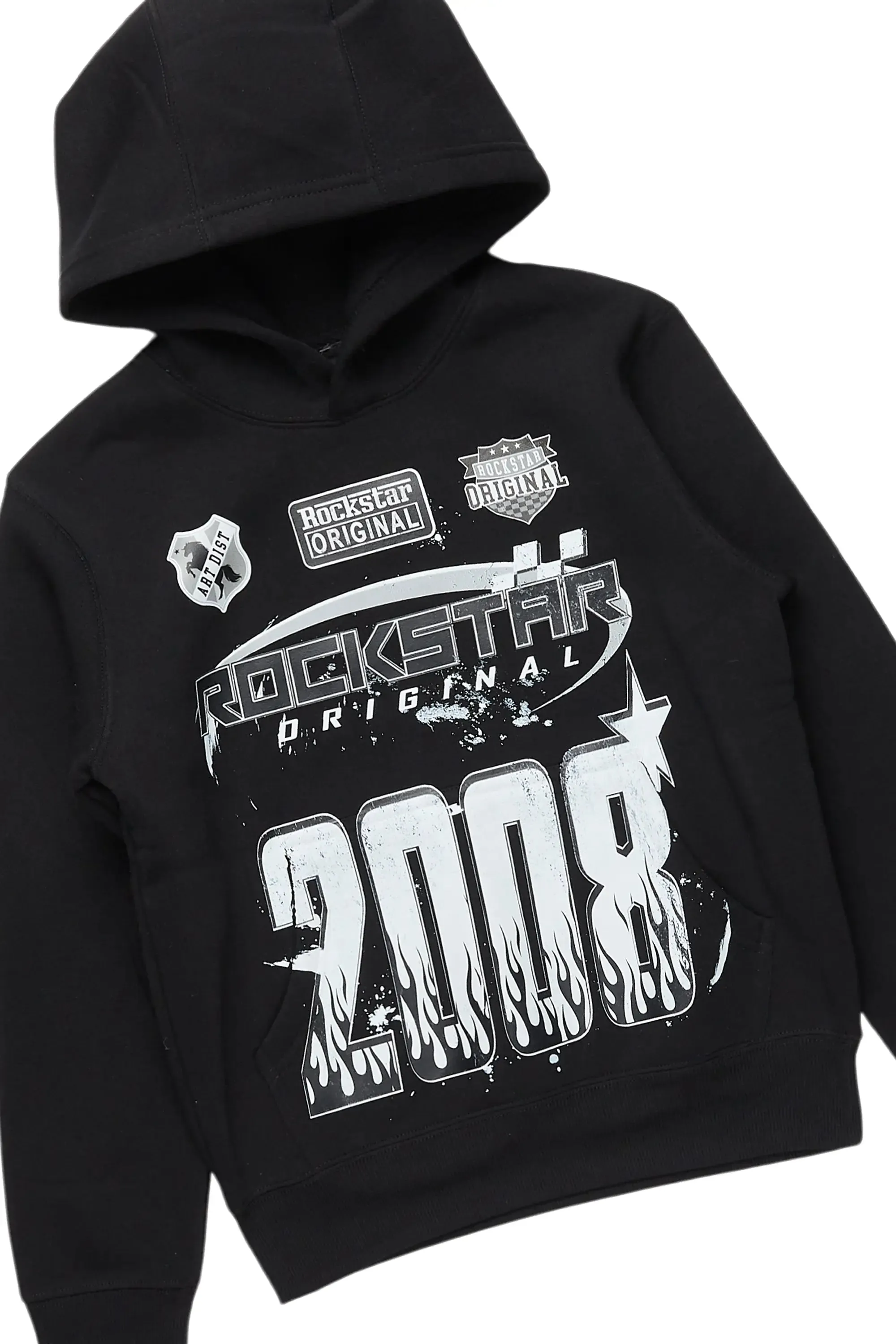 Boys Amos Black Distressed Hoodie/Stacked Flare Jean Set sold by Rockstar Original product image thumbnail 2