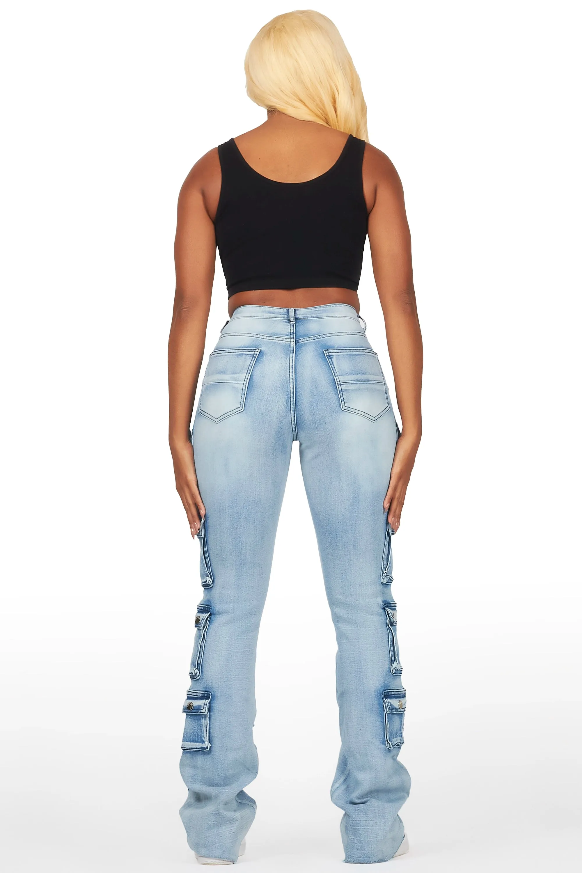 Octavie 2.0 Light Wash Cargo Stacked Flare Jean sold by Rockstar Original product image thumbnail 5