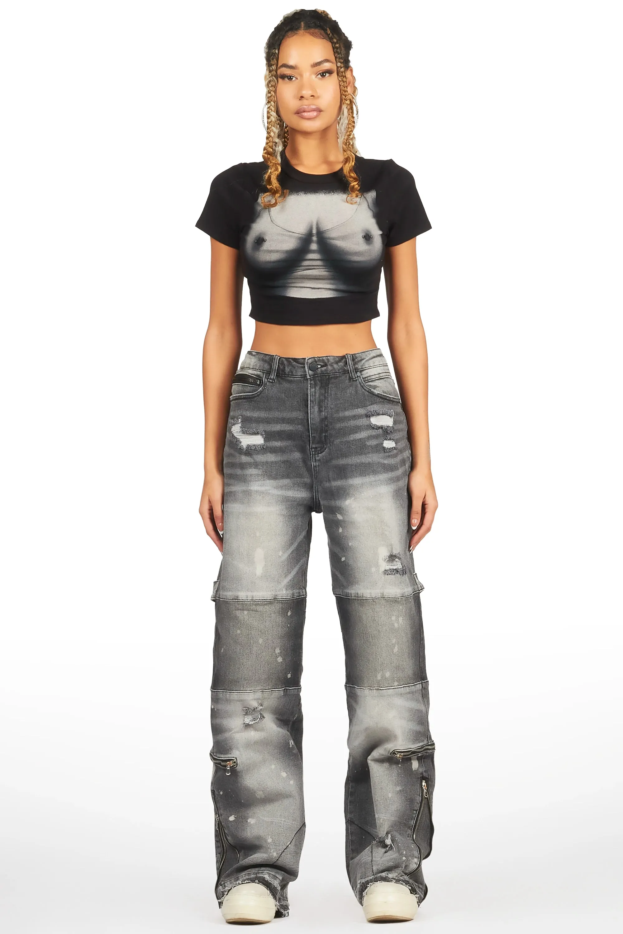 Jordin Grey Wash Baggy Cargo Jean sold by Rockstar Original product image thumbnail 2