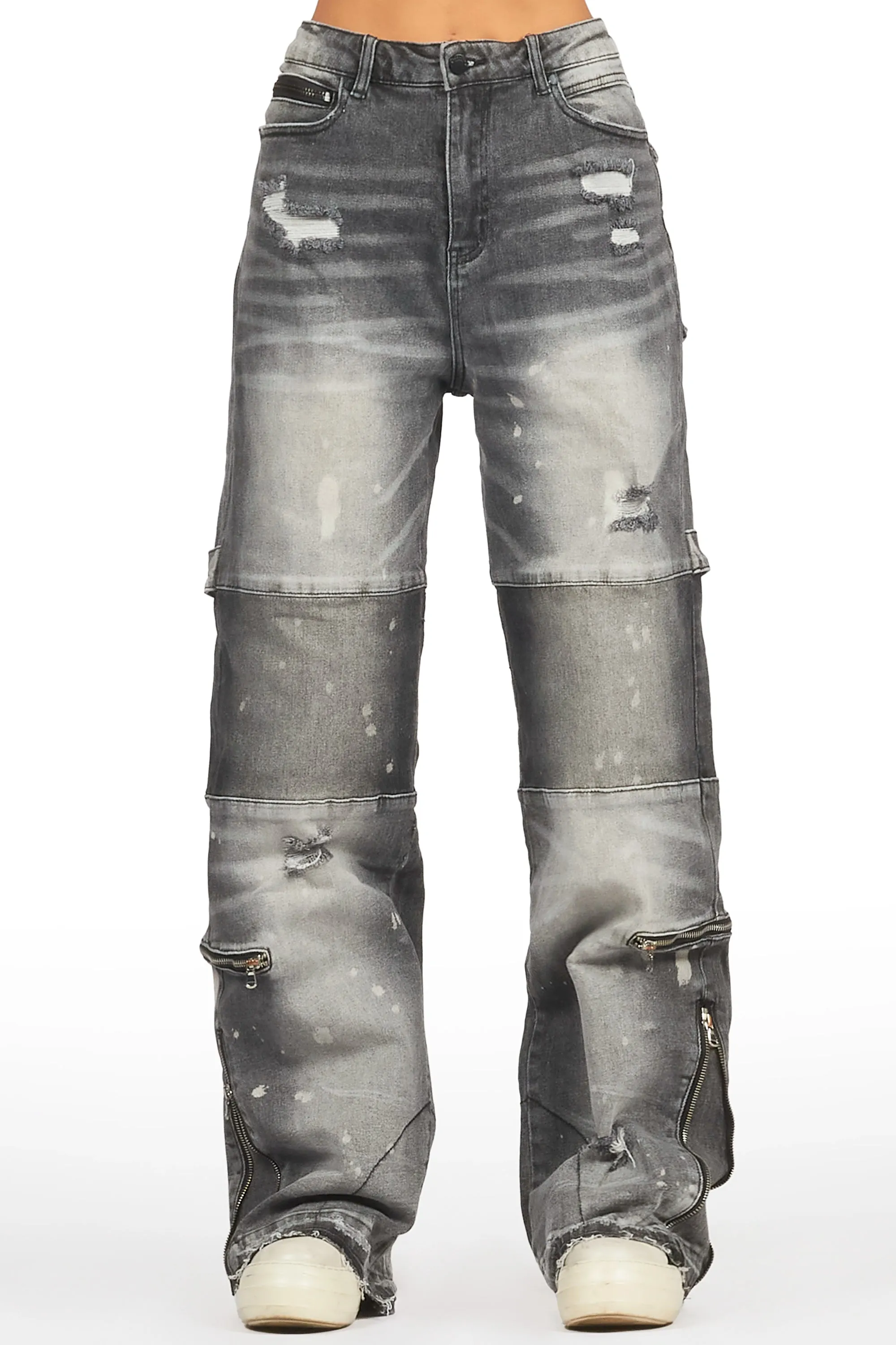 Jordin Grey Wash Baggy Cargo Jean sold by Rockstar Original