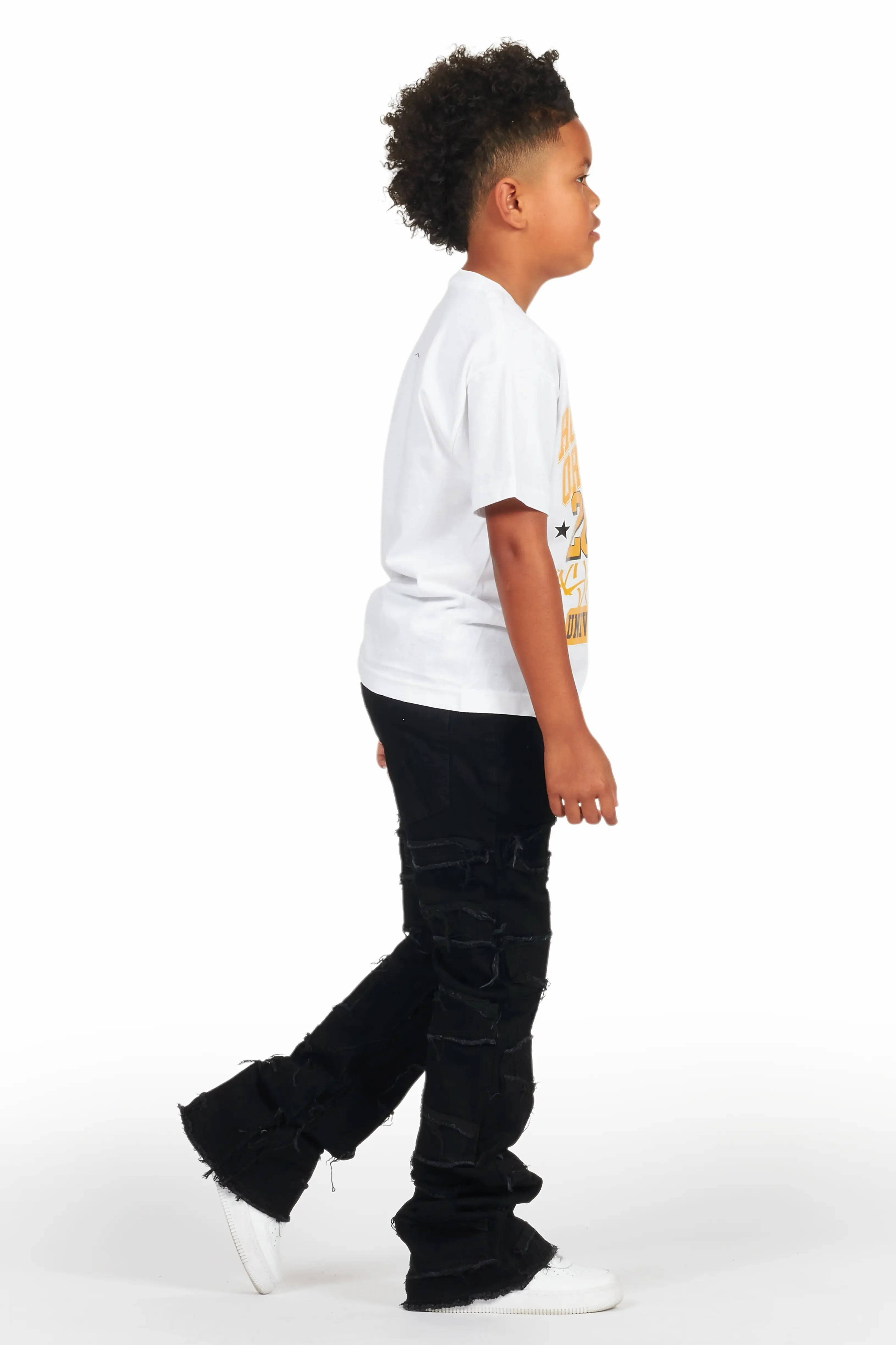Boys White Loic T-Shirt/Stacked Flare Jean Set sold by Rockstar Original product image thumbnail 2