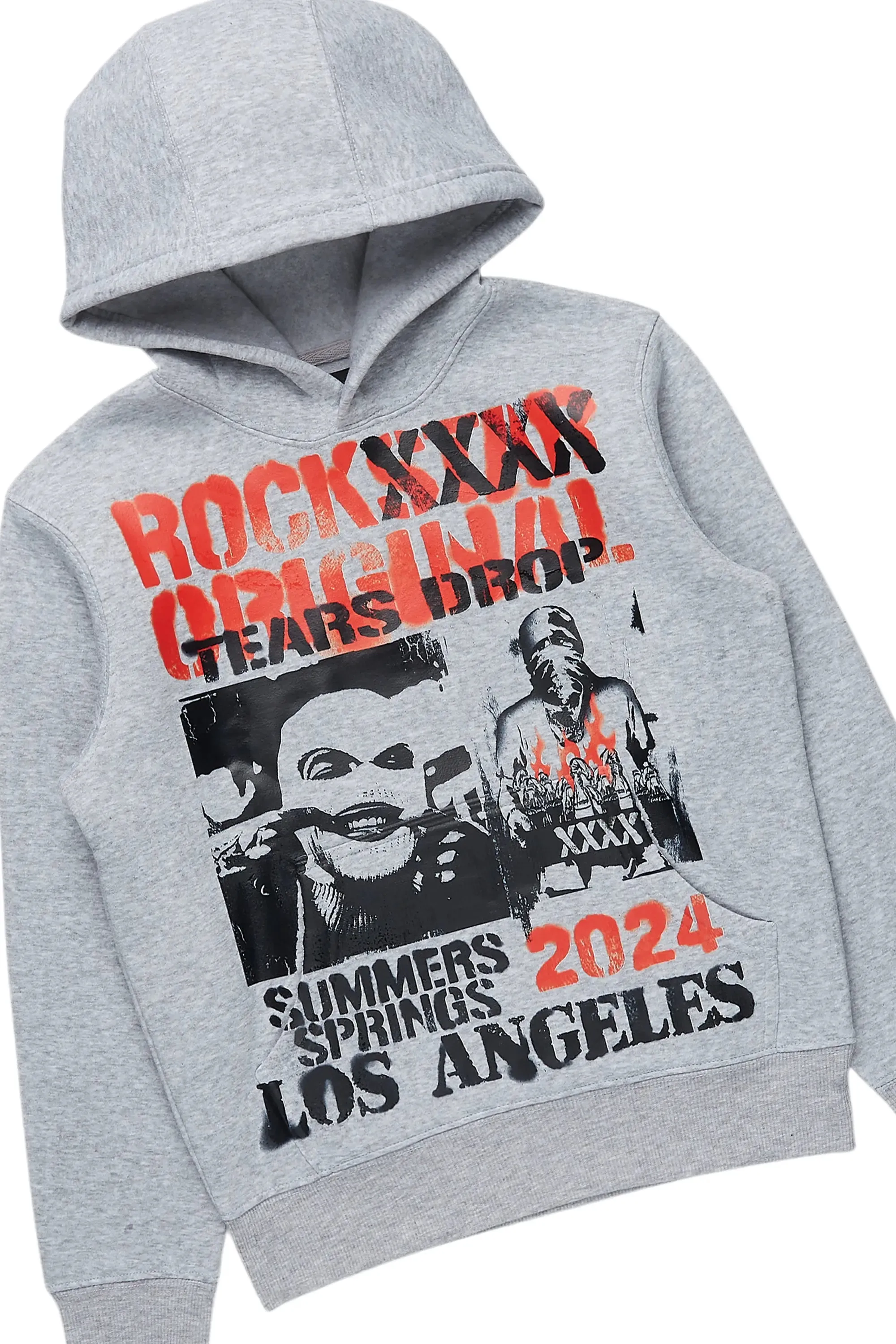 Boys Omer Grey/Red Hoodie/Stacked Flare Jean Set sold by Rockstar Original product image thumbnail 2