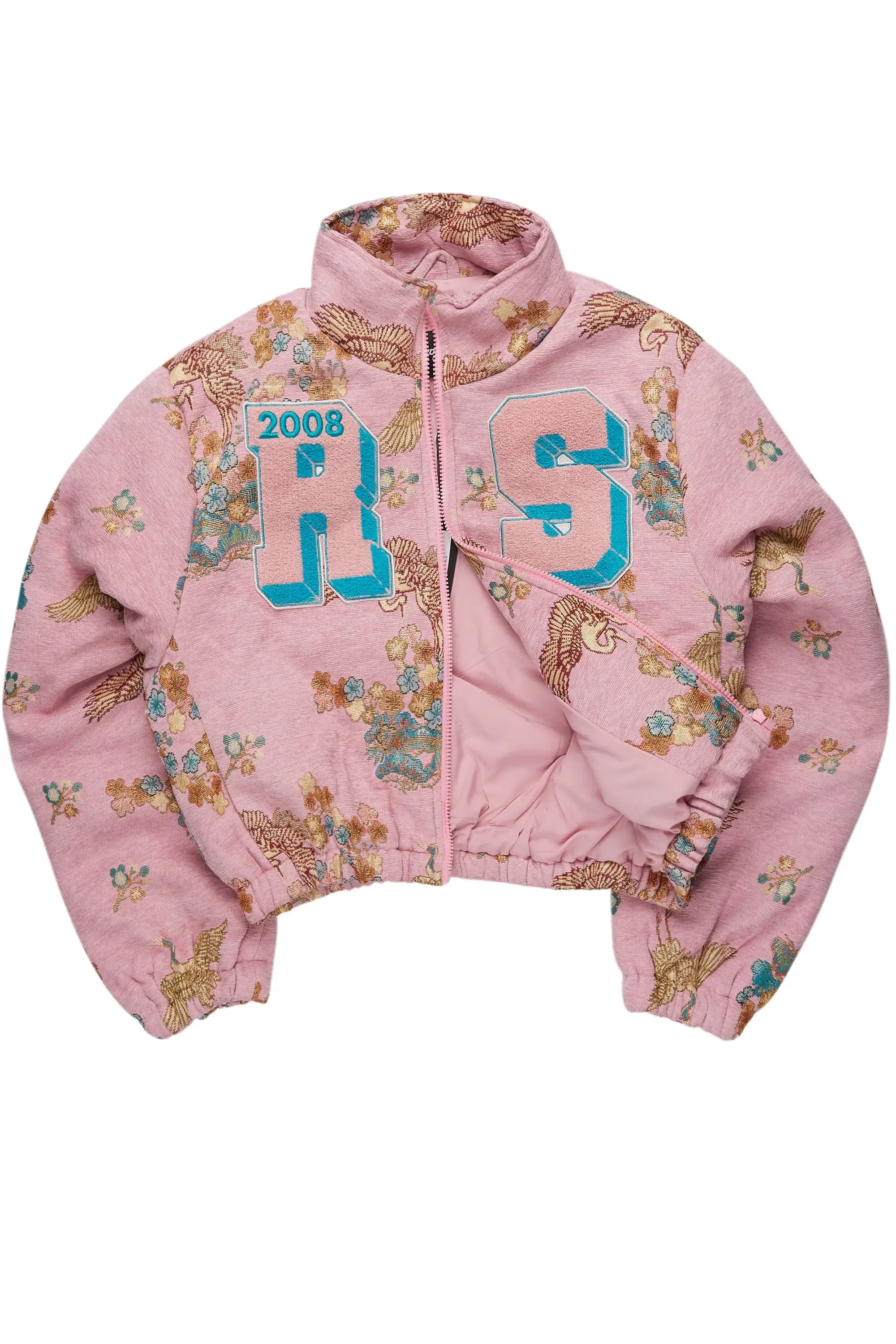 Vatasha Pink Tapestry Puffer Jacket sold by Rockstar Original product image thumbnail 3