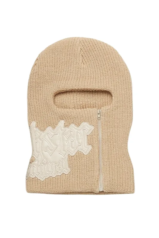 Boys Zaya Beige Rubber Patch Ski Mask sold by Rockstar Original