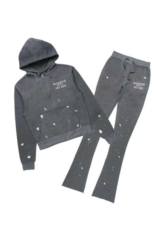 Tanazia Heather Grey Zip Up Super Stacked Trackset sold by Rockstar Original