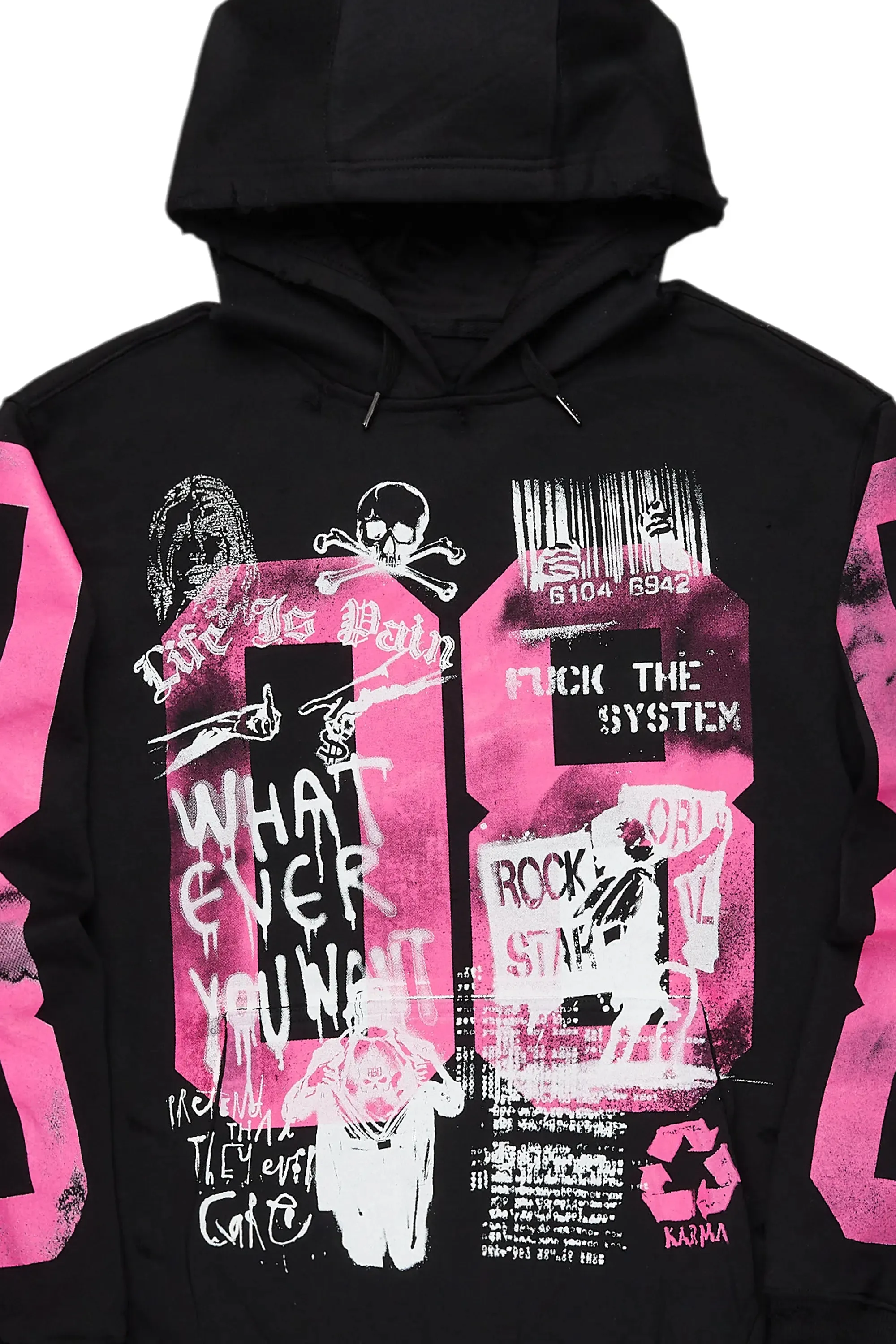 Kamille Black/Pink Oversized Hoodie sold by Rockstar Original product image thumbnail 2