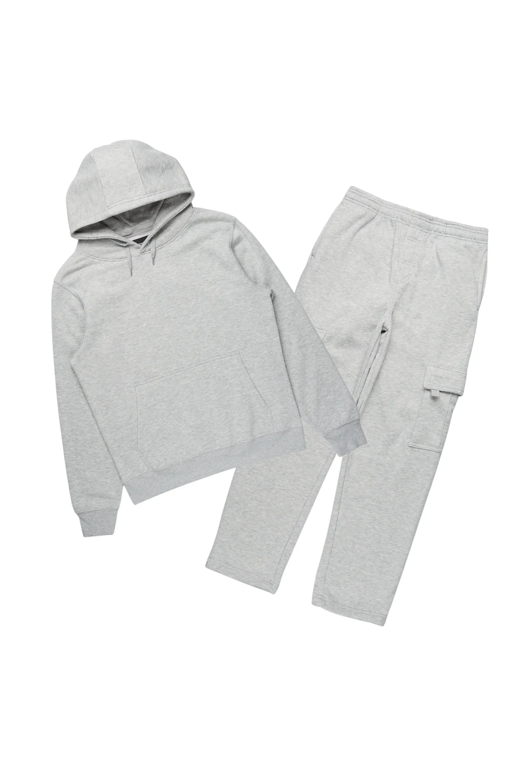 Basic Heather Grey Hoodie/Cargo Sweat Pant Set sold by Rockstar Original