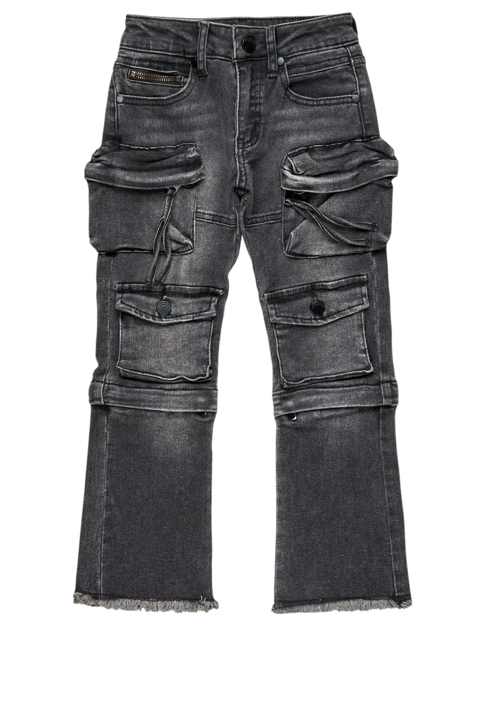 Boys Jan Black Stacked Flare Cargo Jean sold by Rockstar Original