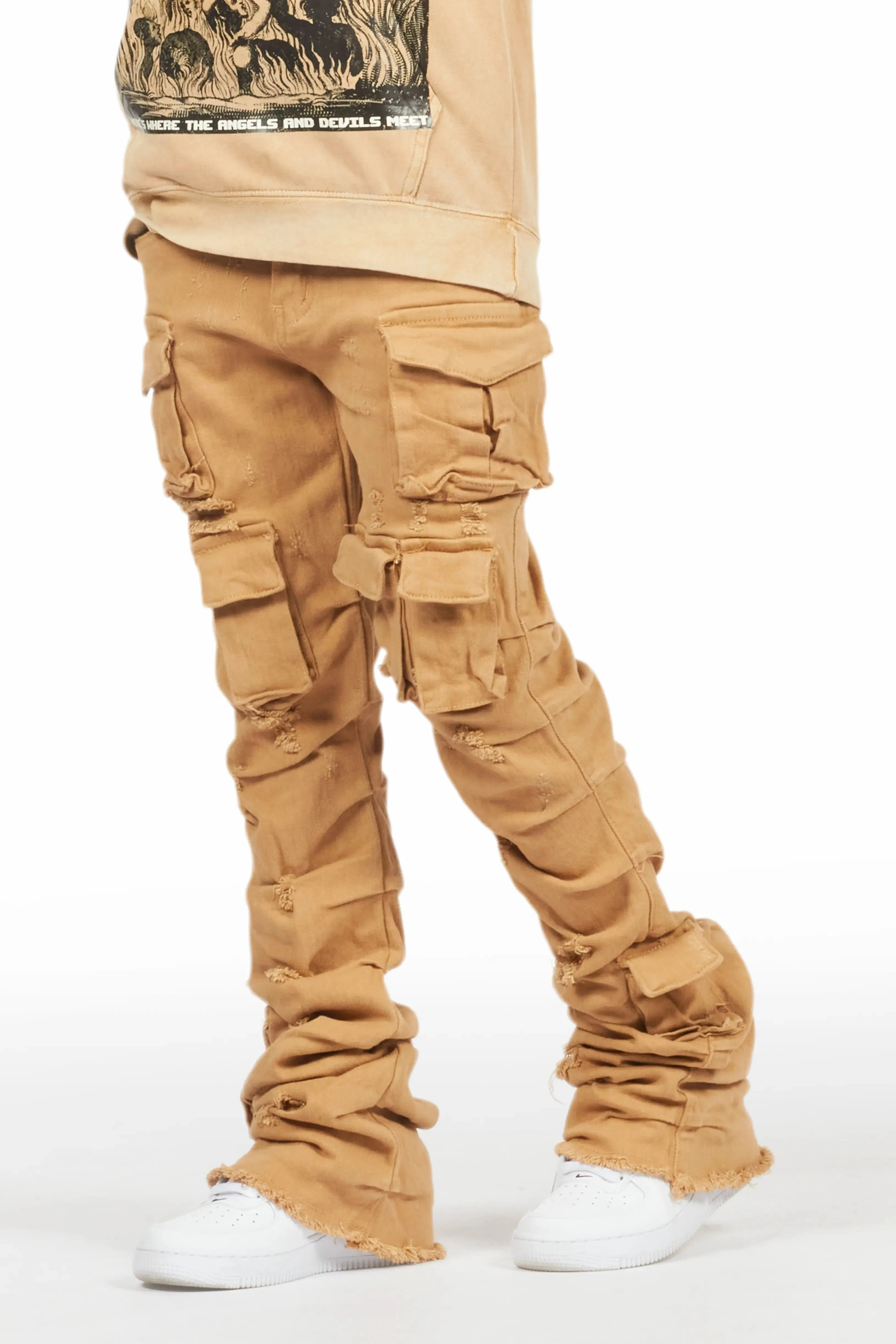 Boys Gentry Beige Stacked Flare Jean sold by Rockstar Original