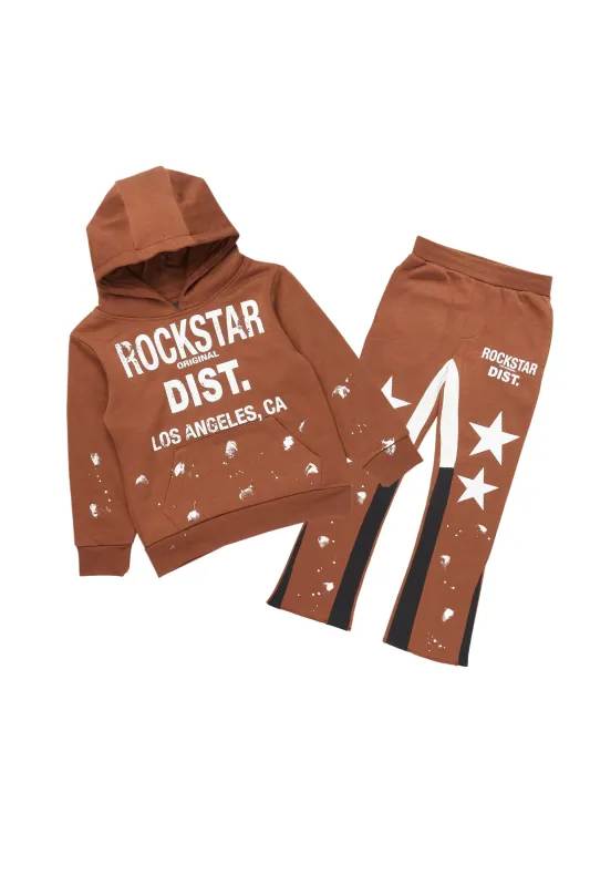 Girls Harlow Brown Hoodie Stacked Flare Track Set sold by Rockstar Original