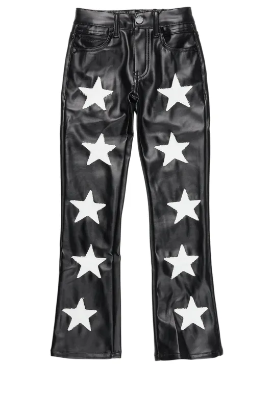 Boys Steen Black PU Stacked Flare Jeans sold by Rockstar Original