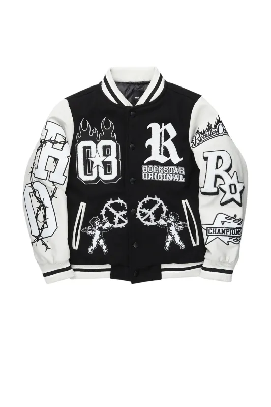 Boys Rune Black Varsity Jacket sold by Rockstar Original