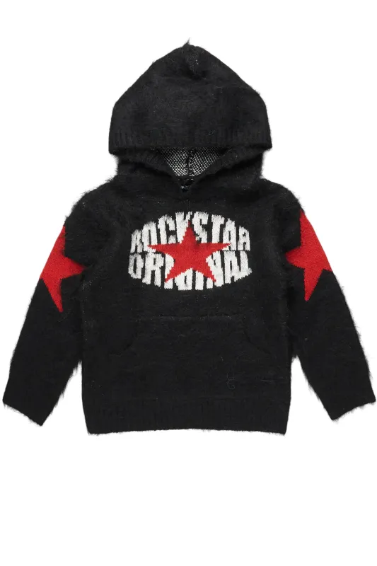 Girls States Black Graphic Knitted Mohair Hoodies sold by Rockstar Original