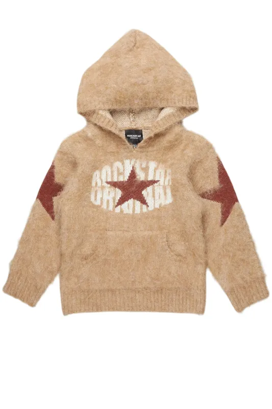 Boys States Brown Graphic Knitted Mohair Hoodies sold by Rockstar Original