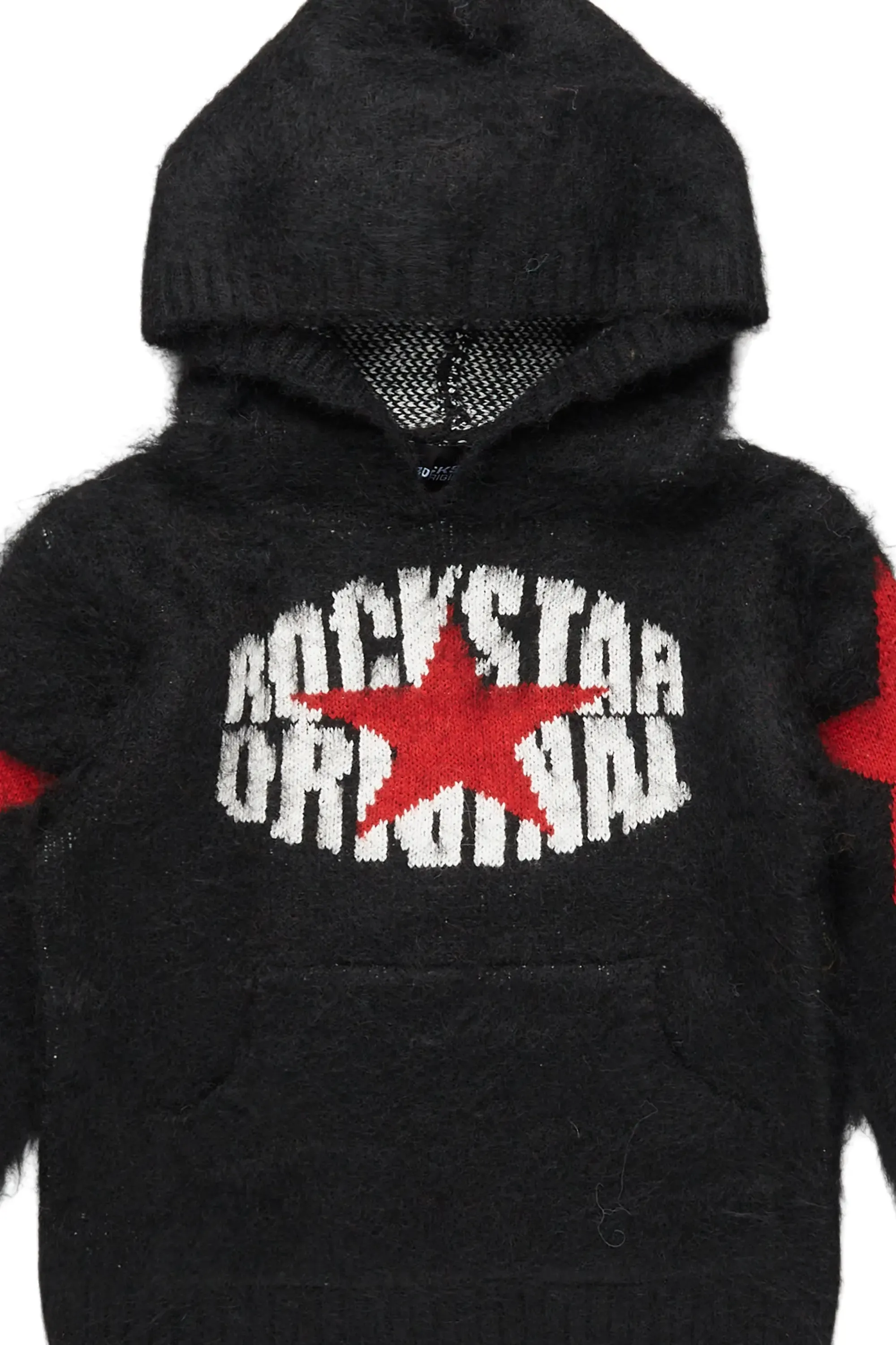 Boys States Black Graphic Knitted Mohair Hoodie sold by Rockstar Original product image thumbnail 3