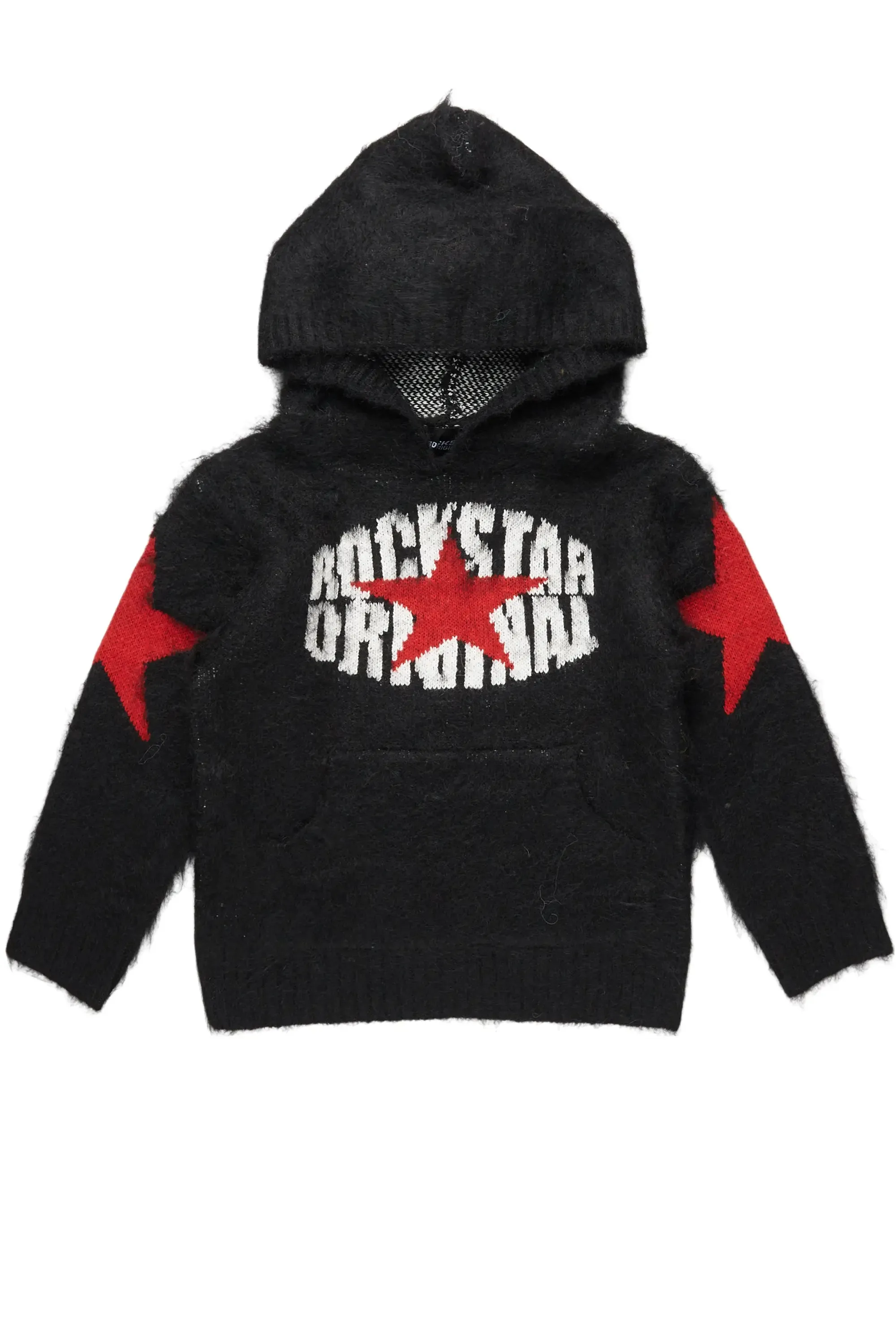 Boys States Black Graphic Knitted Mohair Hoodie sold by Rockstar Original