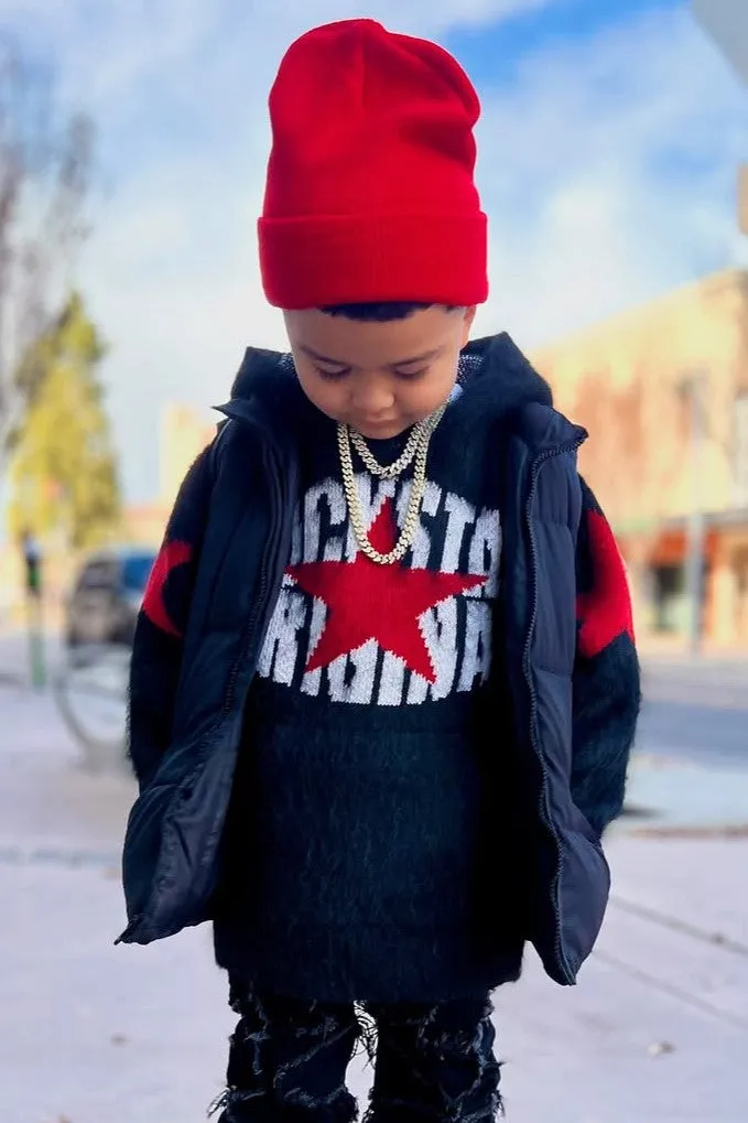 Boys States Black Graphic Knitted Mohair Hoodie sold by Rockstar Original product image thumbnail 2