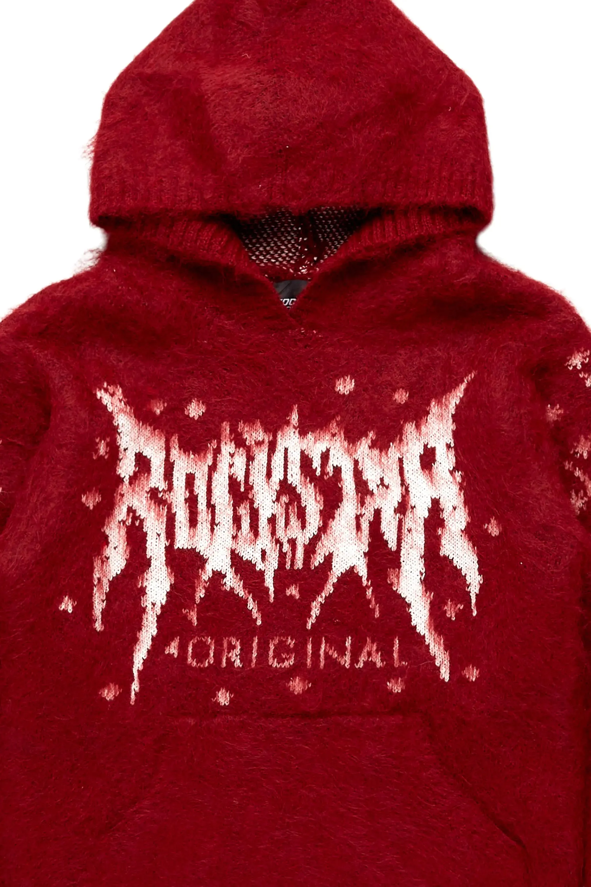 Boys Raymond Red Graphic Knitted Mohair Hoodie sold by Rockstar Original product image thumbnail 2
