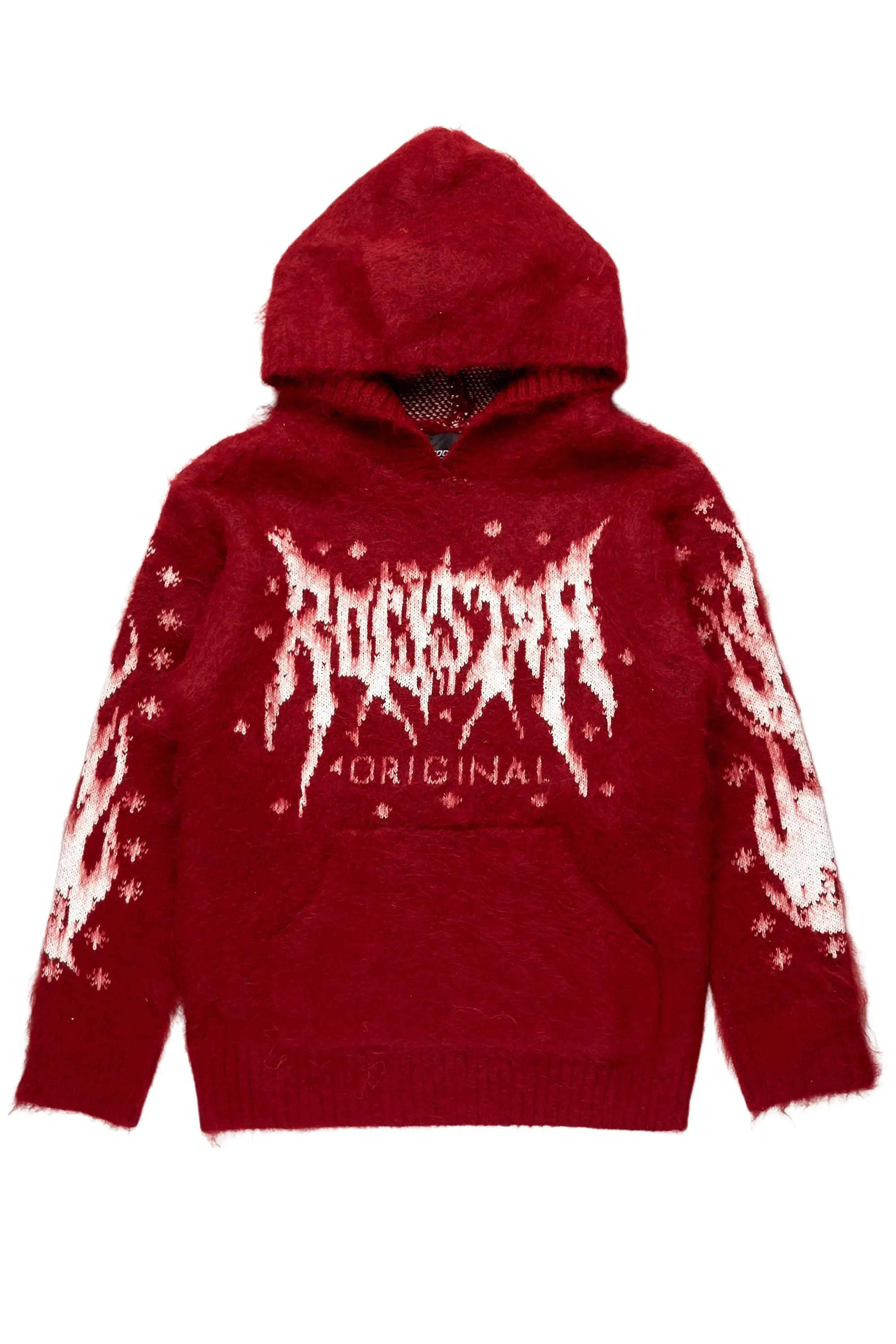 Boys Raymond Red Graphic Knitted Mohair Hoodie sold by Rockstar Original