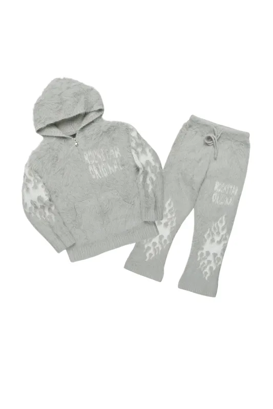 Boys Toshio Grey Stacked Flare Knitted Mohair Track Set sold by Rockstar Original