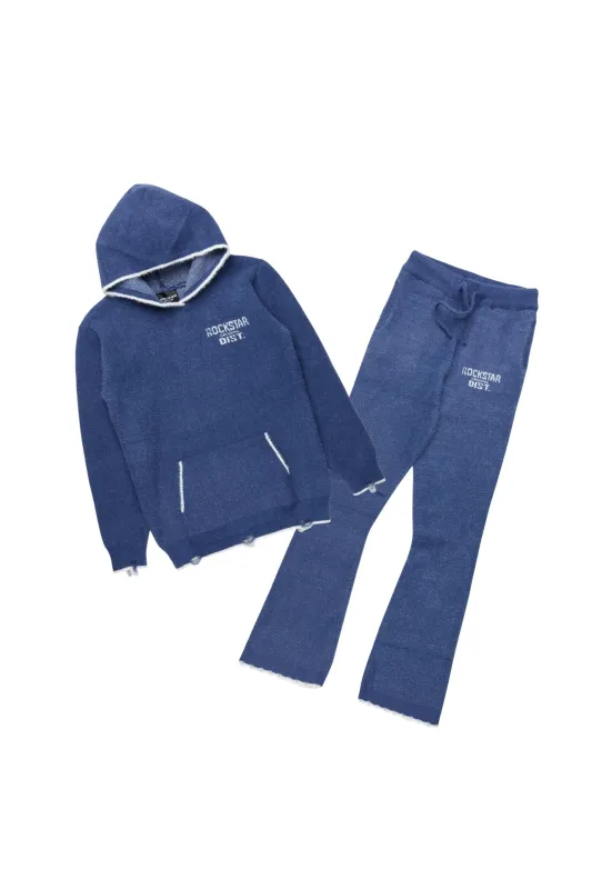 Girls Lake Mohair Navy Knit Track Set made by Rockstar Original