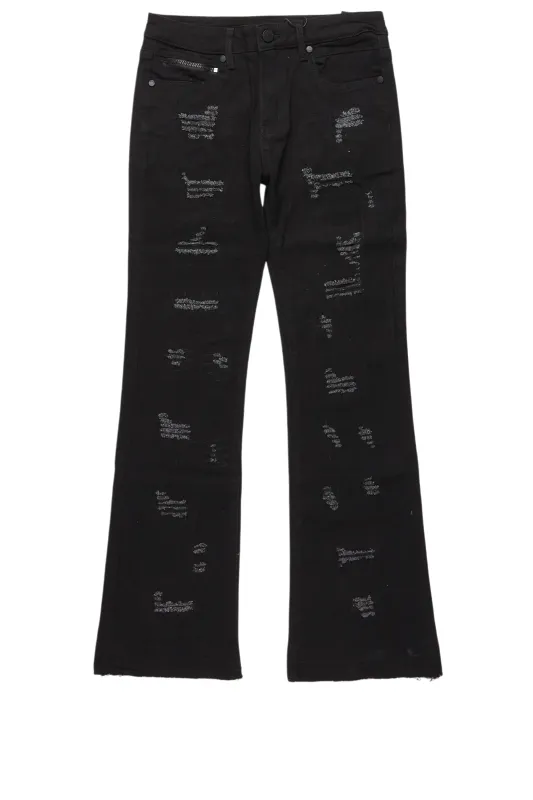Boys Holibert Jet Black Stacked Flare Jean sold by Rockstar Original
