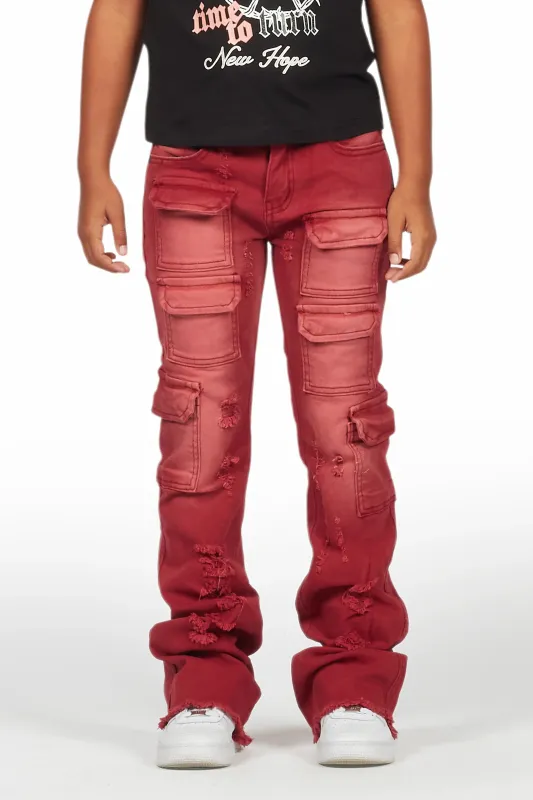 Boys Kade Red Stacked Flare Jean sold by Rockstar Original