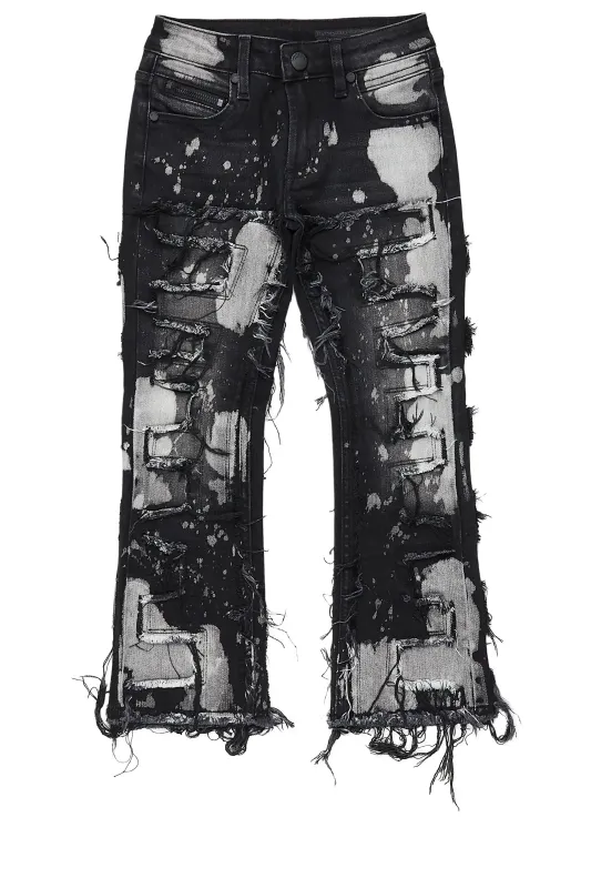 Boys Laban Black Bleach Stacked Flare Jean sold by Rockstar Original