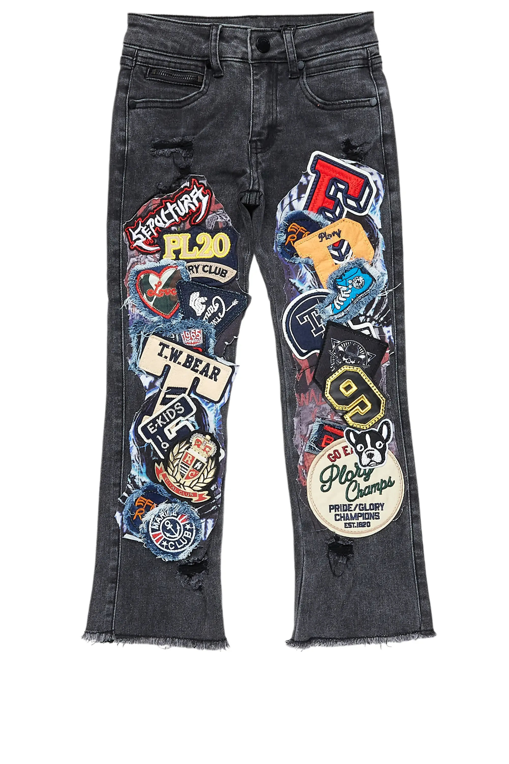 Boys Espen Black Stacked Flare Jean sold by Rockstar Original product image thumbnail 2