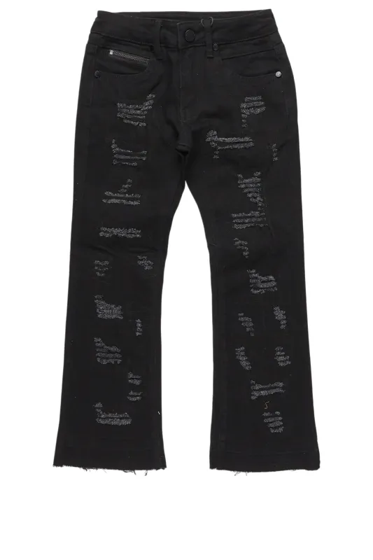 Boys Holibert Black Stacked Flare Jean sold by Rockstar Original