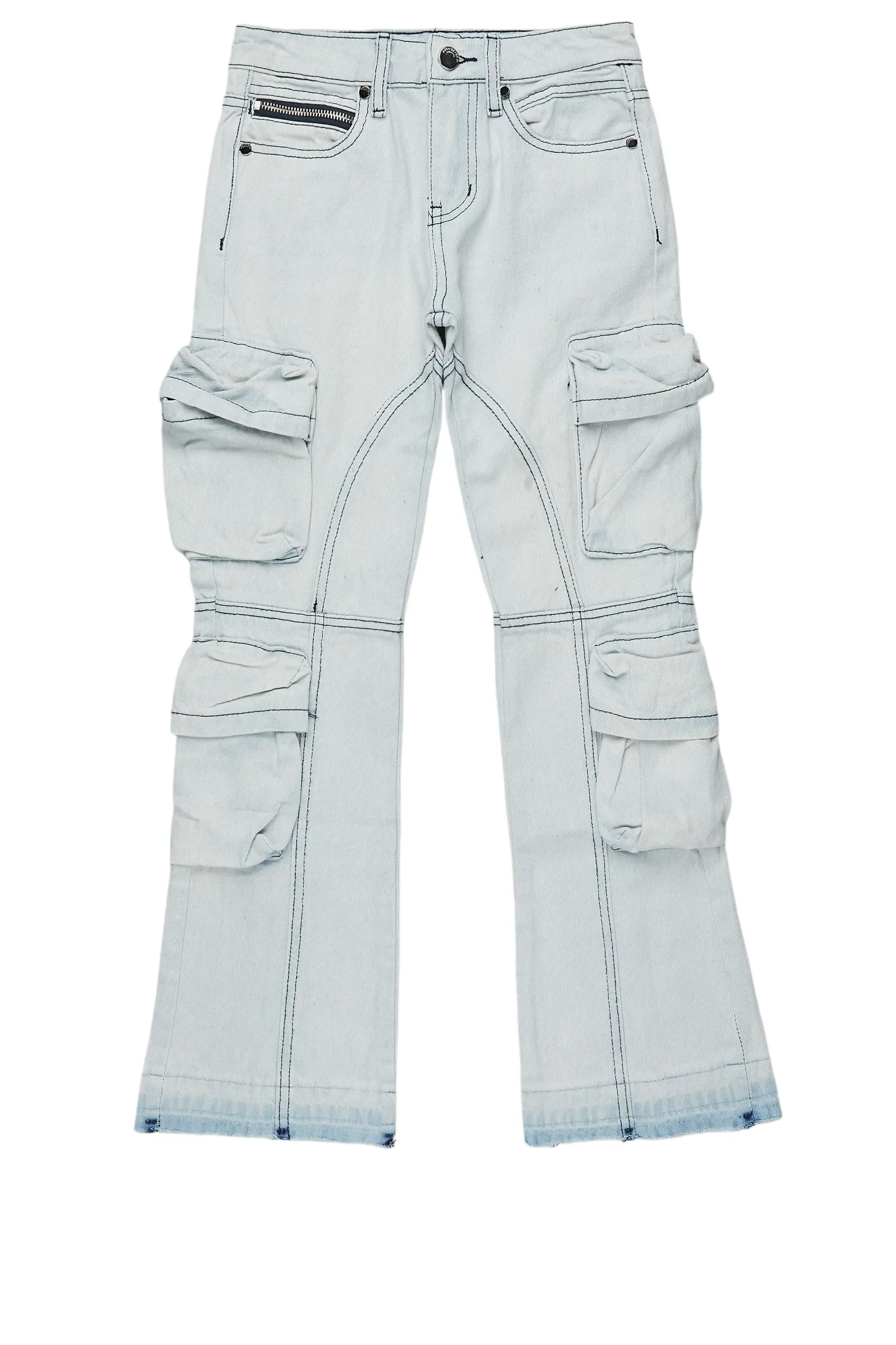 Boys Gregor Blue Stacked Flare Cargo Jean sold by Rockstar Original product image thumbnail 2