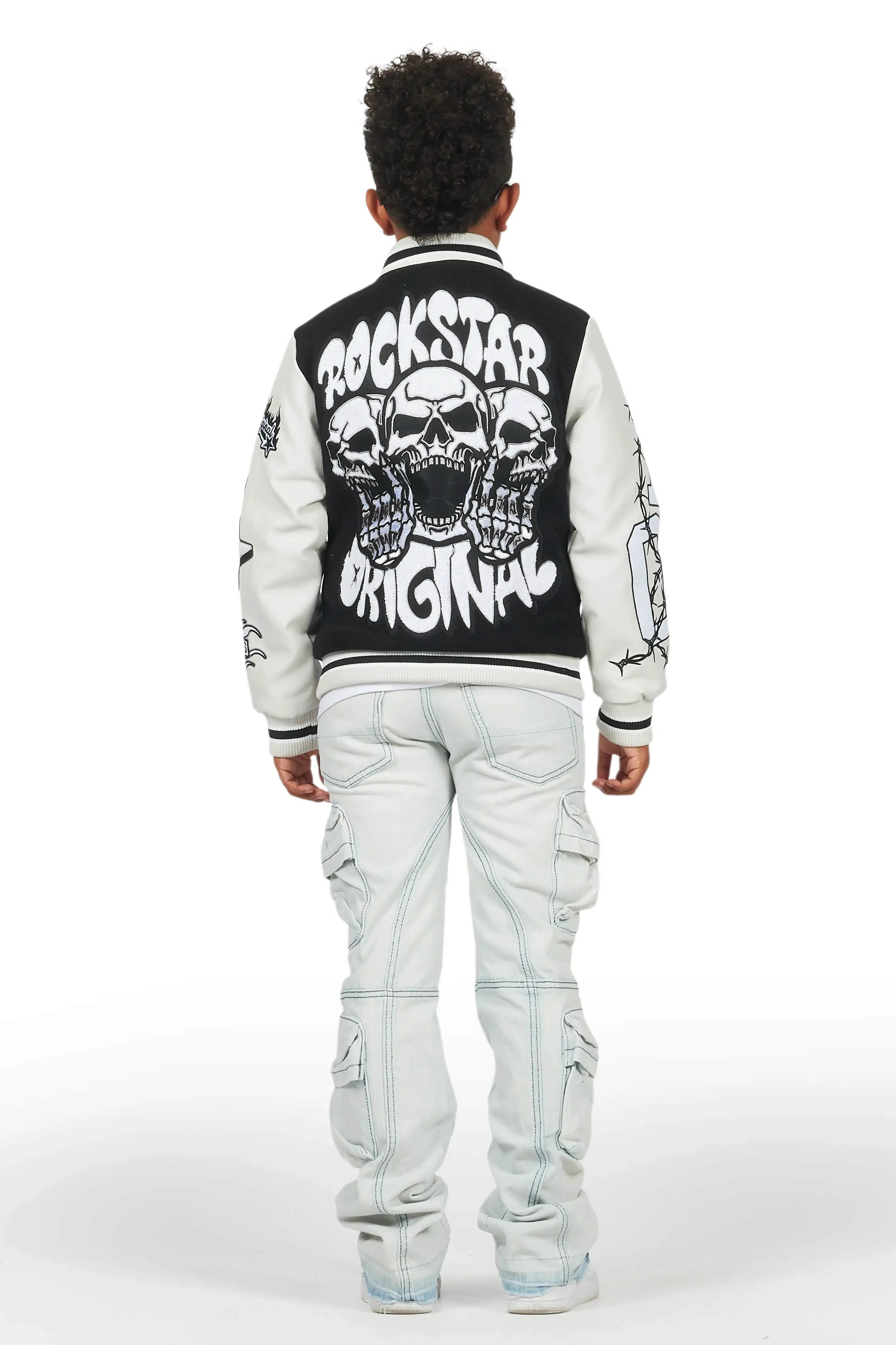 Boys Gregor Blue Stacked Flare Cargo Jean sold by Rockstar Original product image thumbnail 4