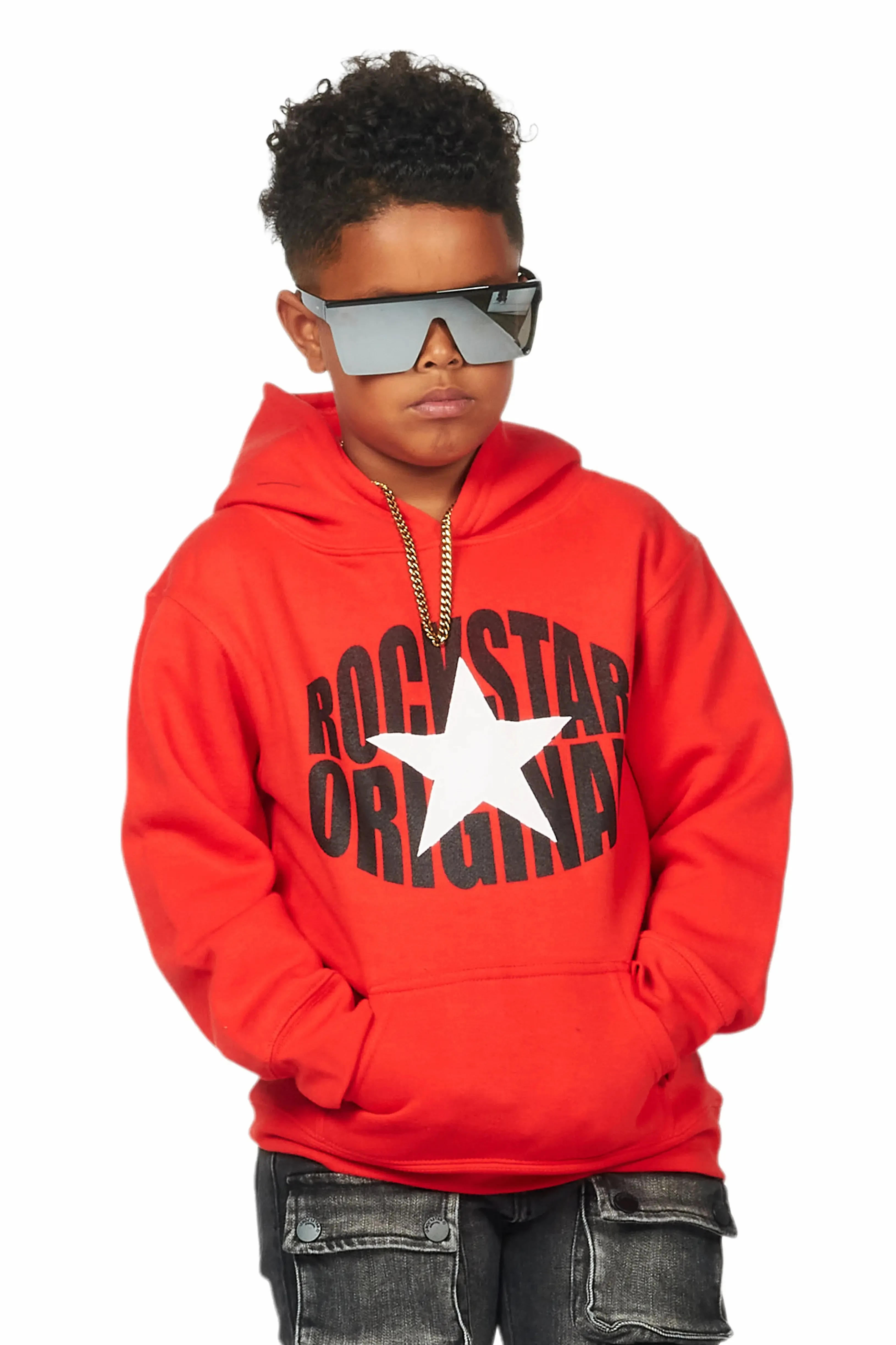 Boys Ezra Red Graphic Hoodie sold by Rockstar Original