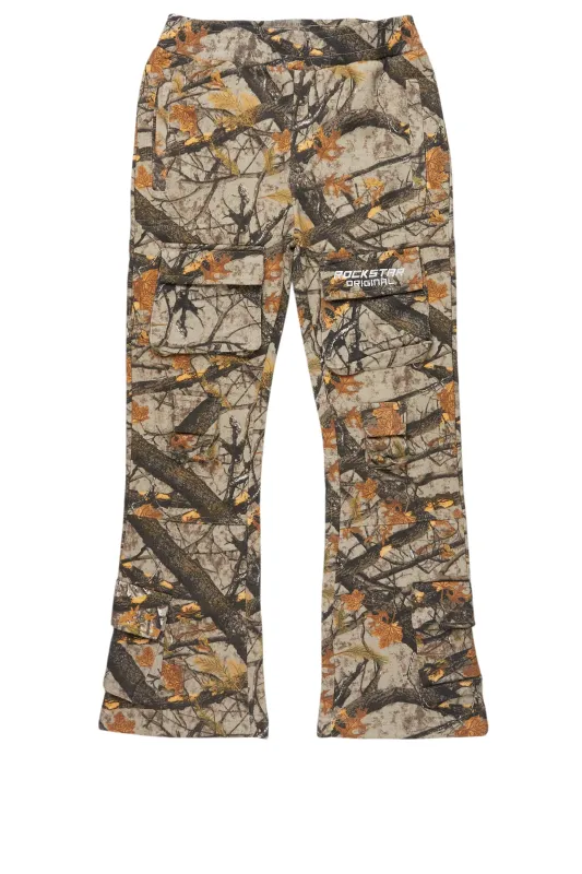 Boys Connor Tree Camo Stacked Flare Track Pant sold by Rockstar Original