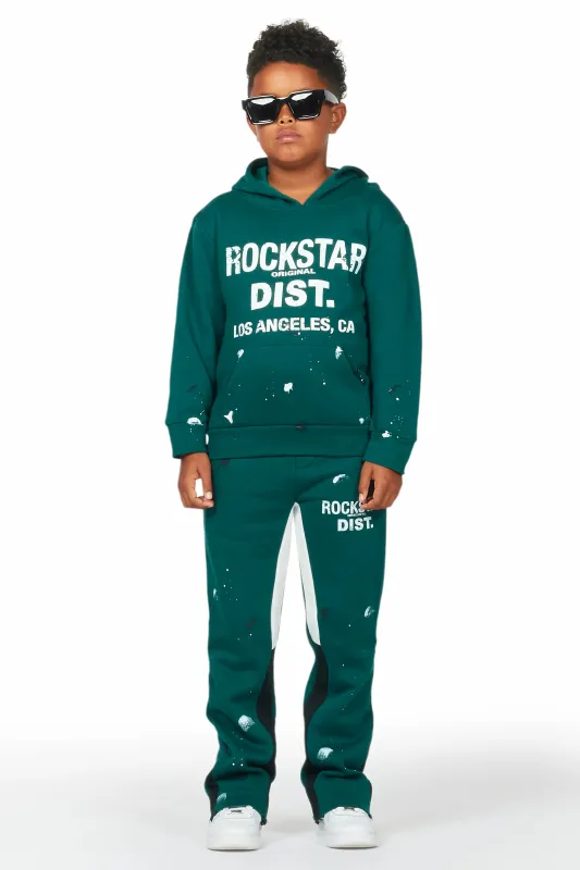 Boys Scottie Dark Green Stacked Flare Track Set sold by Rockstar Original