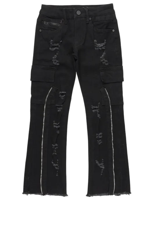 Boys Hutch Black Stacked Flare Jean sold by Rockstar Original