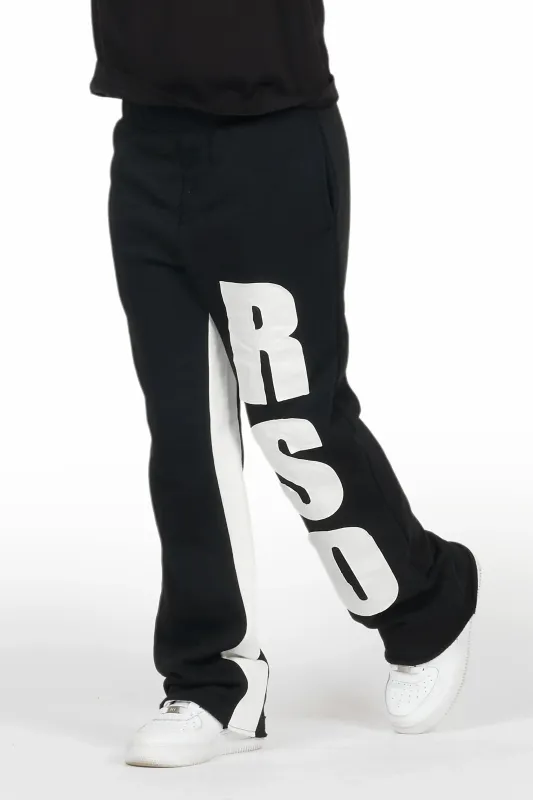 Boys Uko Black/White Stacked Baggy Flare Pant sold by Rockstar Original