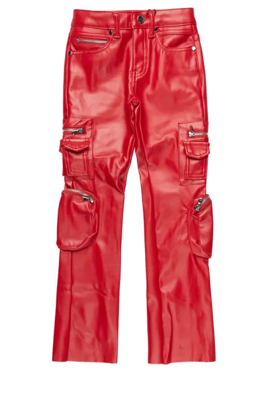 Boys Sutton Red  PU Leather Jean sold by Rockstar Original