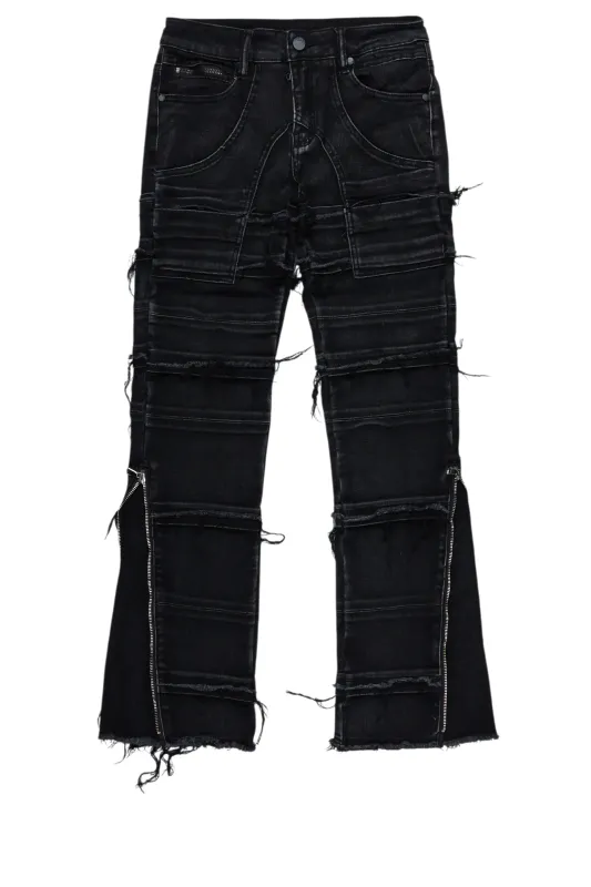 Girls Horado Dark Grey  Stacked Flare Jeans sold by Rockstar Original