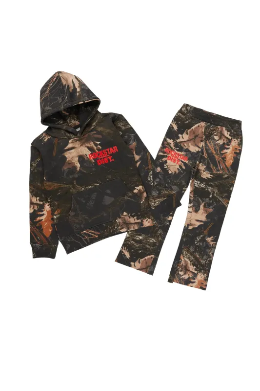 Boys Tabby Black Graphic Stacked Flare Track Set sold by Rockstar Original