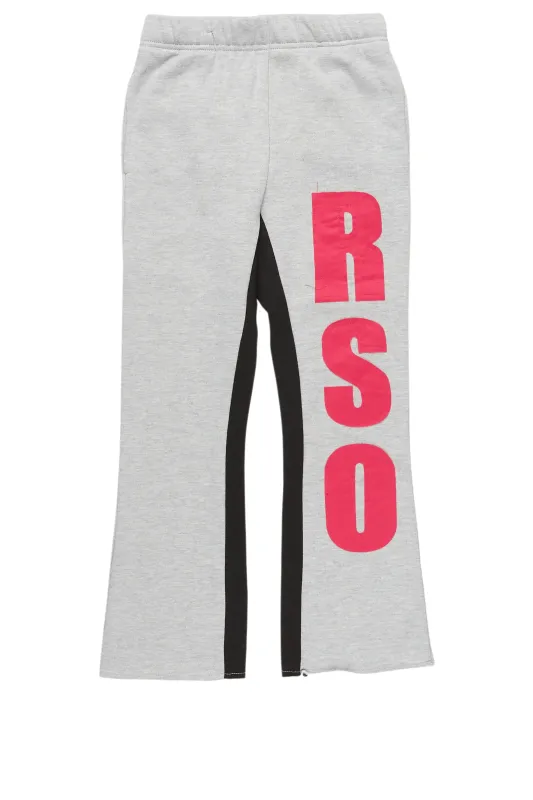 Girls Ukki Heather Grey Stacked Baggy Flare Pant sold by Rockstar Original