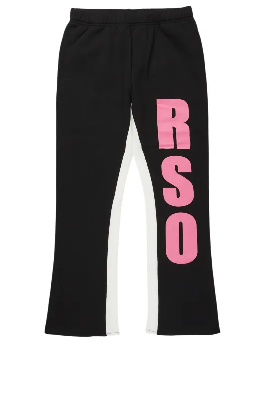 Girls Ukki Black Stacked Baggy Flare Pant sold by Rockstar Original