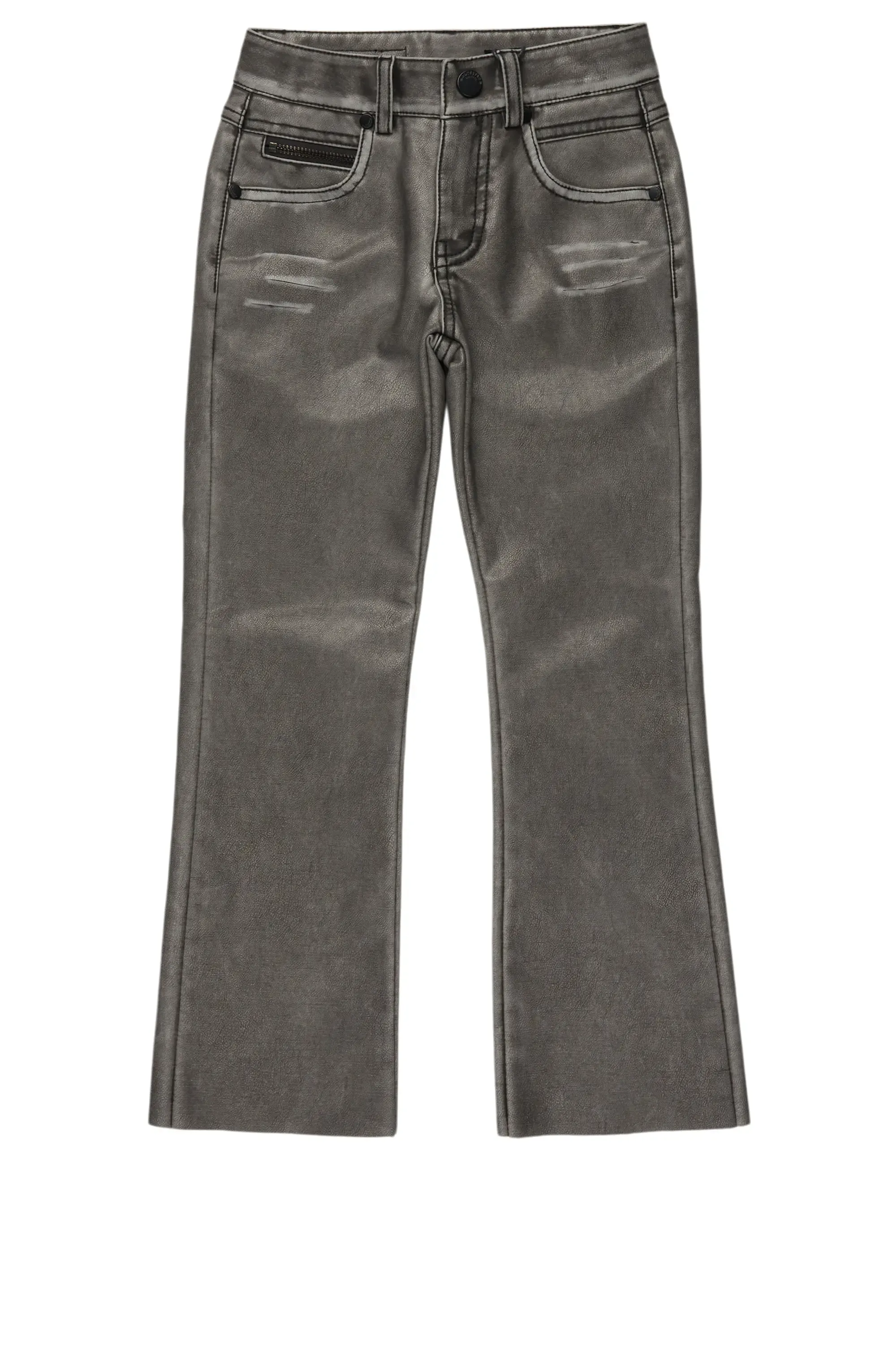 Boys Deco Black Distressed PU Pant Stacked Flare Jean sold by Rockstar Original