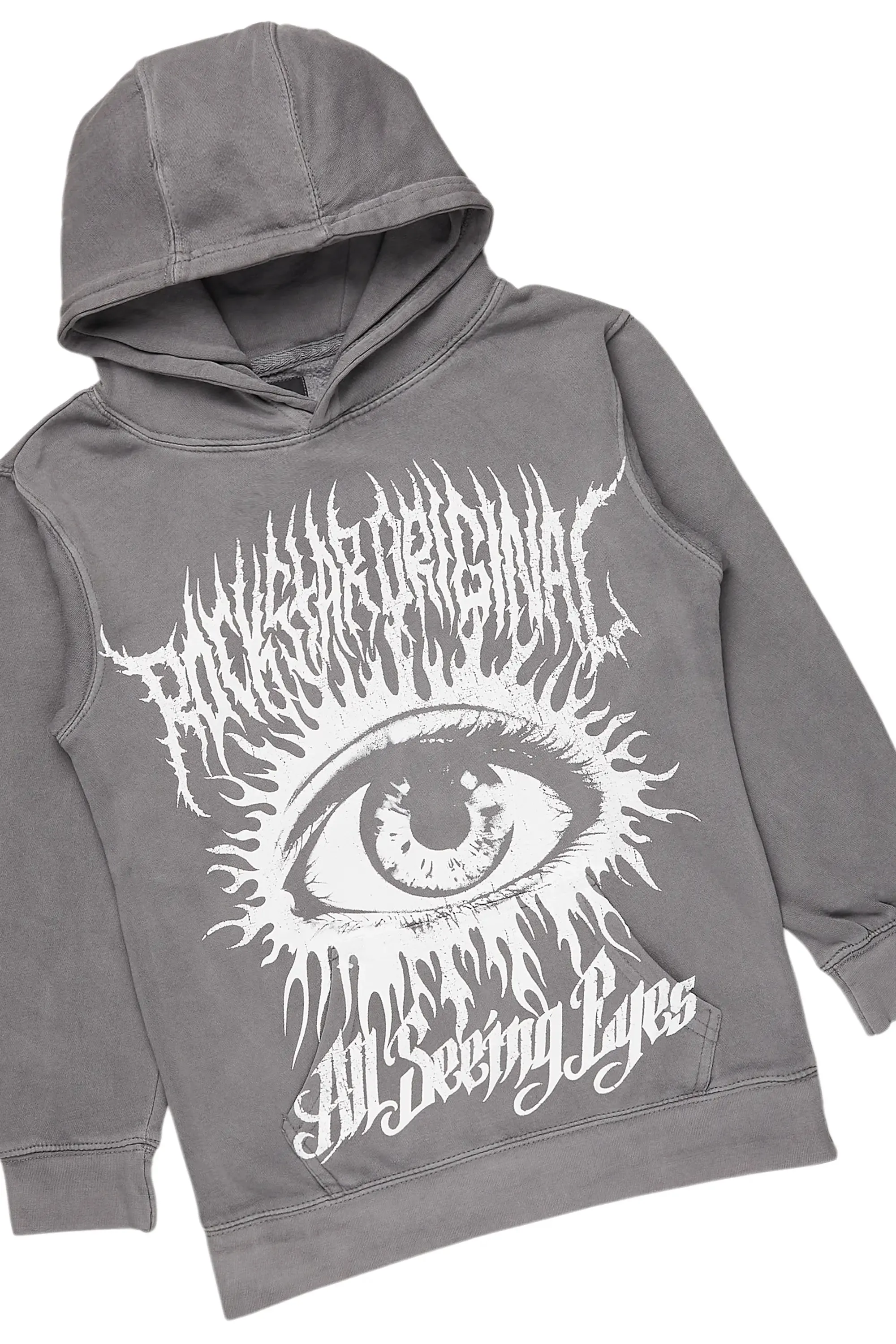 Boys All Eyes Blue/Vintage Grey Hoodie/Stacked Flare Jean Set sold by Rockstar Original product image thumbnail 2