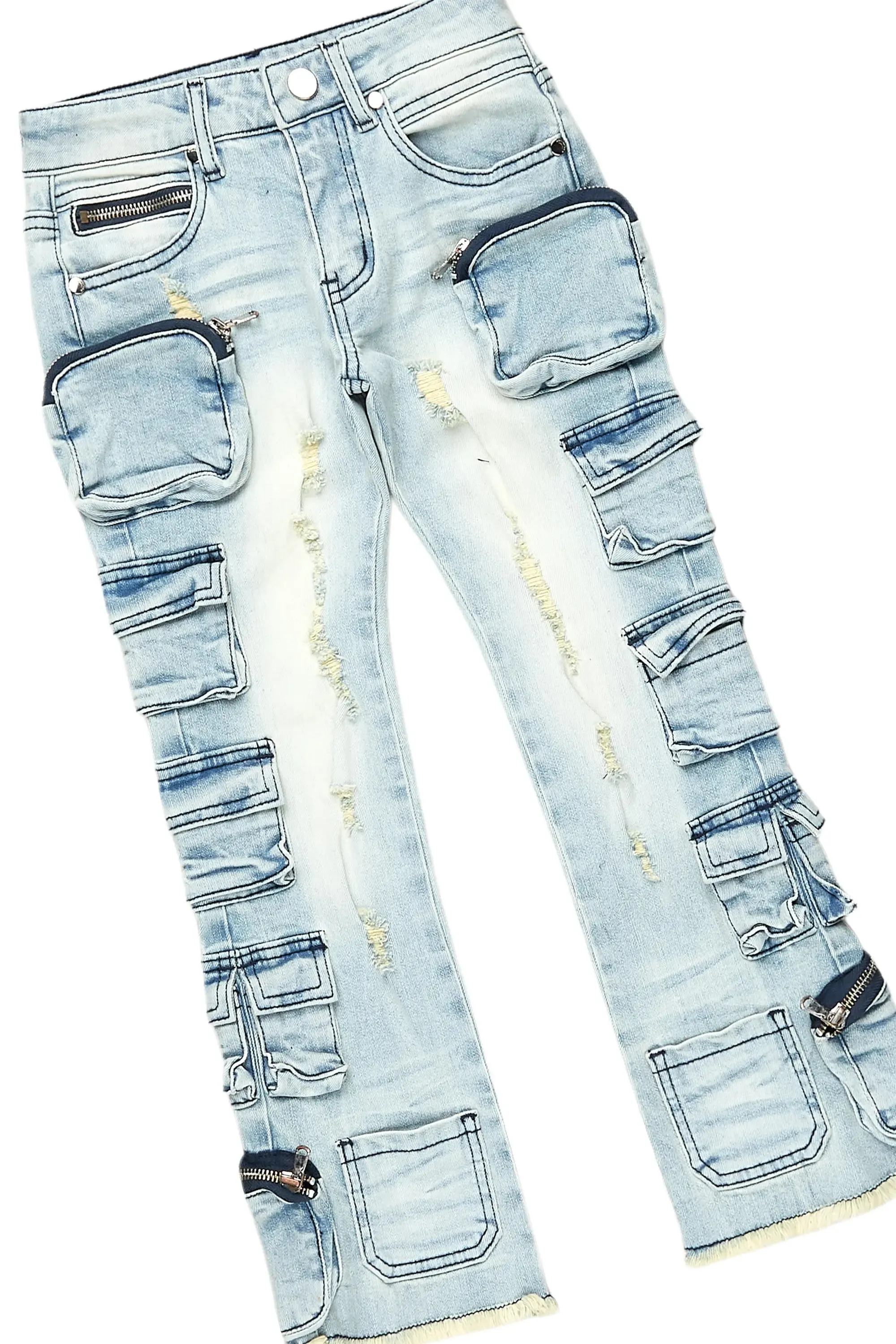 Boys All Eyes Blue/Vintage Grey Hoodie/Stacked Flare Jean Set sold by Rockstar Original product image thumbnail 3