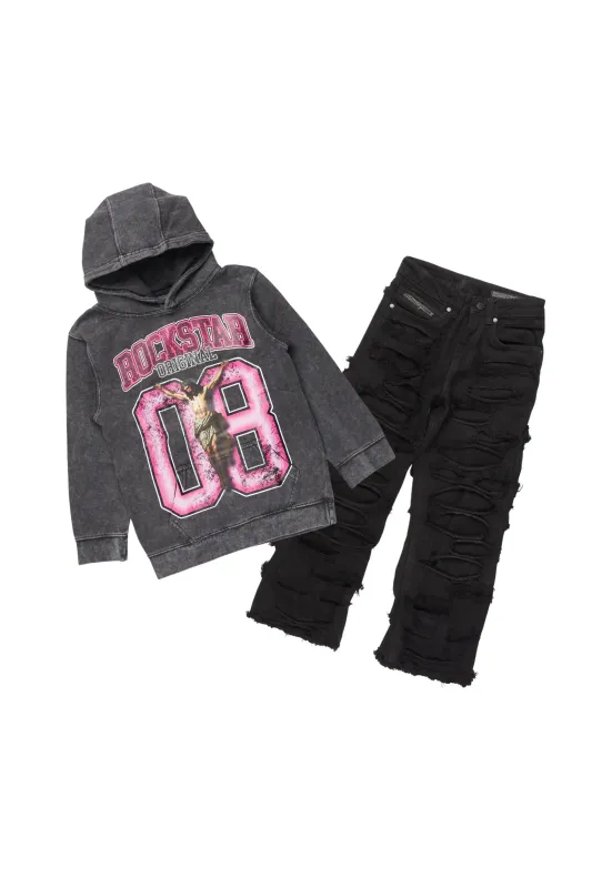 Boys Fields Vintage Black/Pink Hoodie/Baggy Fit Jean Set sold by Rockstar Original